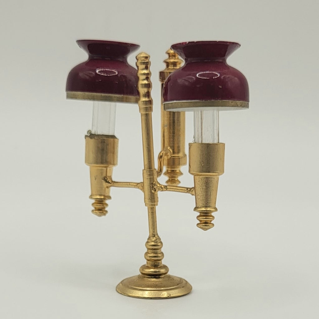 Dollhouse Miniature Brass Column Floor Lamp in Crystal by 