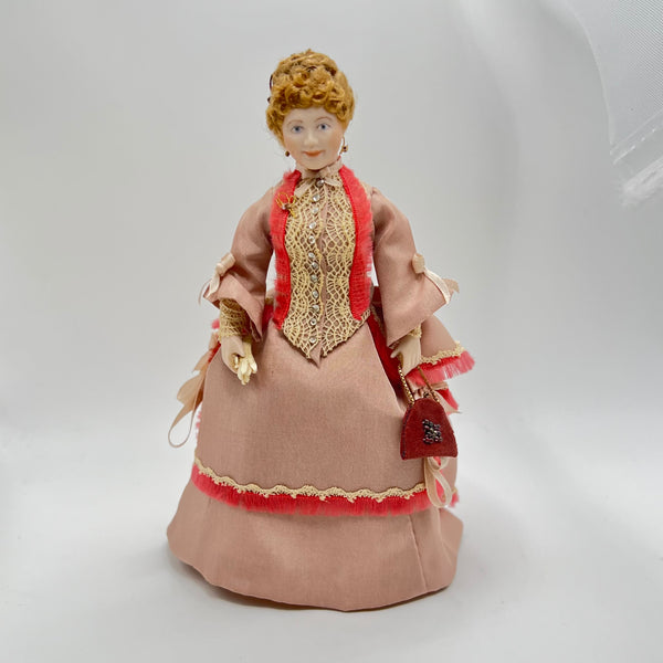 OOAK Porcelain Doll - Hand Painted Face - Pink Dress